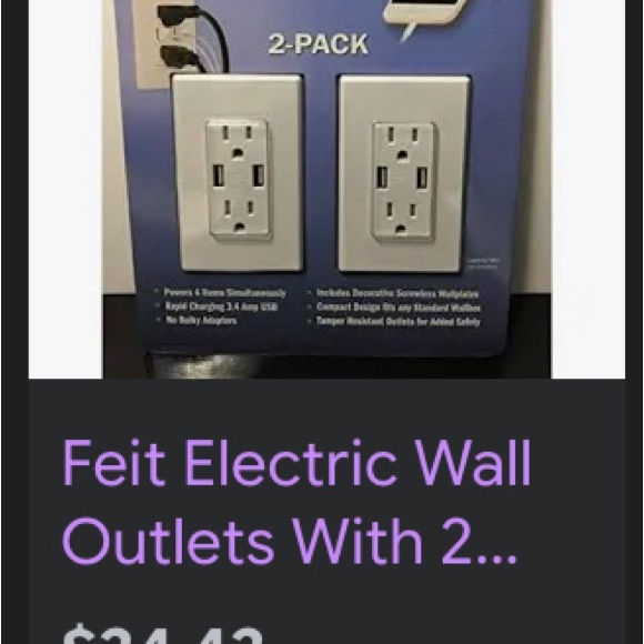Feit Electric Wall Outlets with USB Ports (2 pack) - Picture 3 of 5